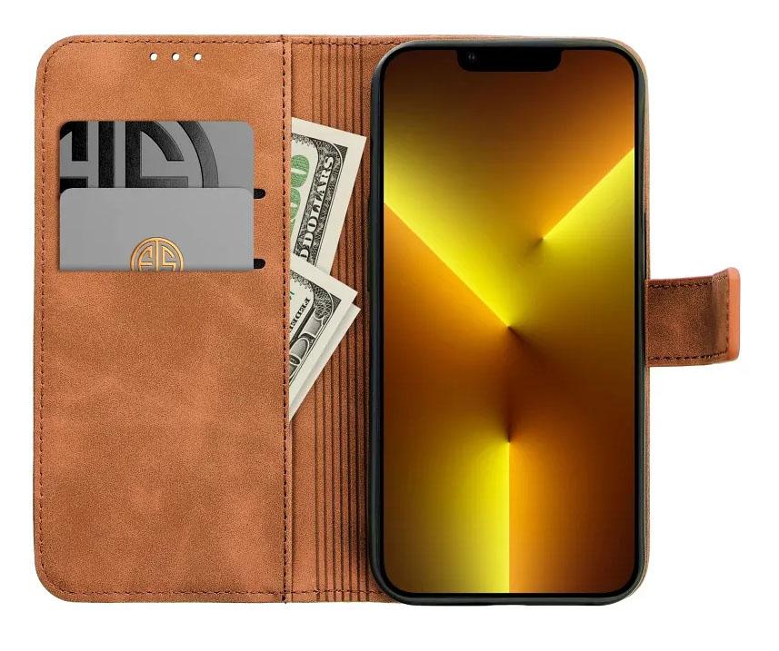 iPhone 13 Pro Magnet Book Braun offen
