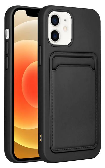 iPhone 14 Handyhülle / Backcase mit Kartenfach Silikon Schwarz