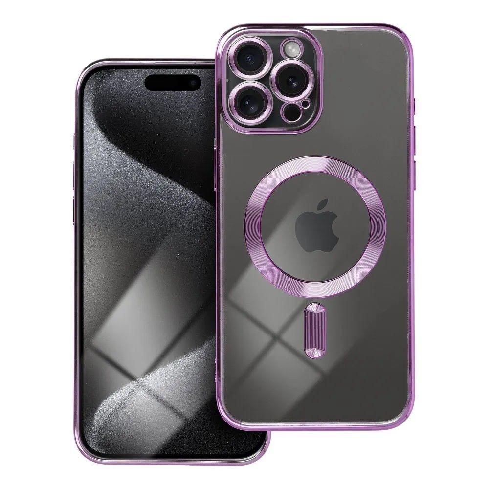 iPhone 15 Pro Max Handyhülle / Backcase Silikon Transparent / Lila MagSafe kompatibel