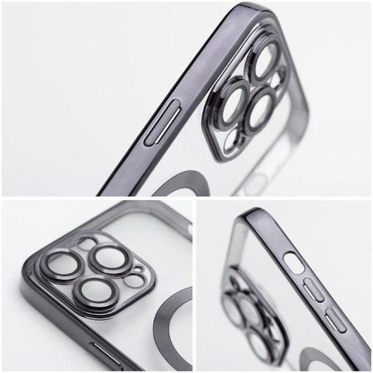 iPhone 16 Handyhülle / Backcase Silikon Transparent / Schwarz MagSafe kompatibel