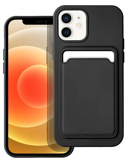 iPhone 12 / 12 Pro Handyhülle / Backcase mit Kartenfach Silikon Schwarz