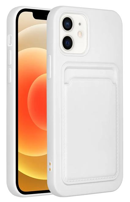 iPhone 12 / 12 Pro Handyhülle / Backcase mit Kartenfach Silikon Weiß