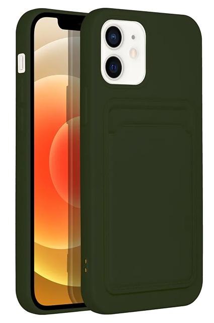 iPhone 12 / 12 Pro Handyhülle / Backcase mit Kartenfach Silikon Grün