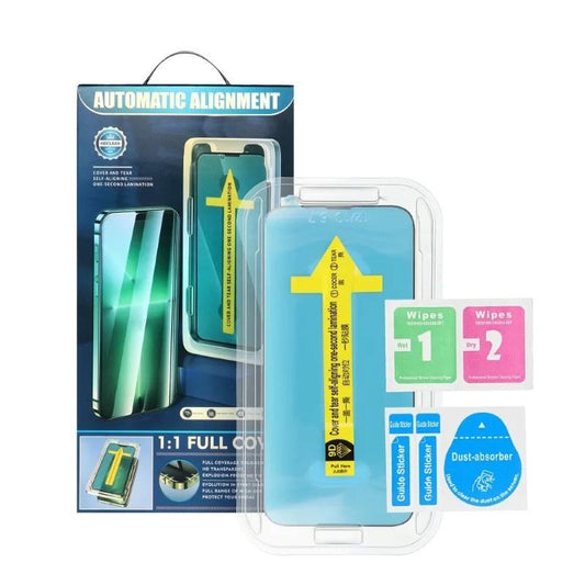 iPhone 16 Pro / 17 / 17 Pro 5D Full Glue gehärtetes Glas + Applikator