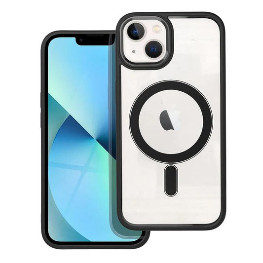 iPhone 13 Handyhülle / Backcase Silikon Transparent / Schwarz MagSafe kompatibel