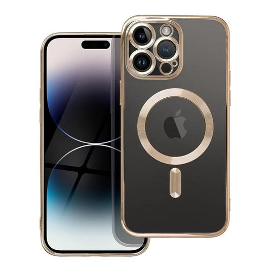iPhone 13 Pro Max Handyhülle / Backcase Silikon Transparent / Gold MagSafe kompatibel