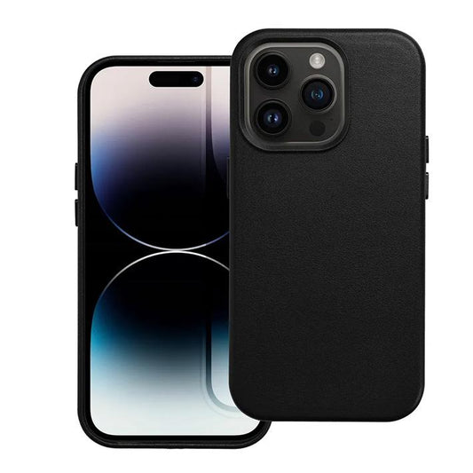 iPhone 14 Pro Handyhülle / Backcase Leder Schwarz MagSafe kompatibel