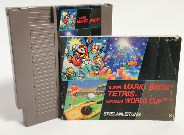 Super Mario Bros. + Tetris + World Cup (Nintendo NES) - Auswahl: Modul + Anleitung