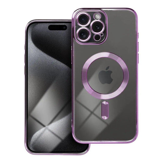 iPhone 15 Pro Max Handyhülle / Backcase Silikon Transparent / Lila MagSafe kompatibel